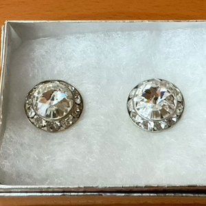 Crystal 15MM pierced earring silvertone for dance, auditions and pageants
